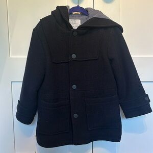 Zara hooded navy coat. 4-5y EUC